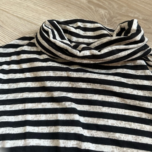 All Saints Striped Turtleneck Top Black/White Size Small - Picture 2 of 3
